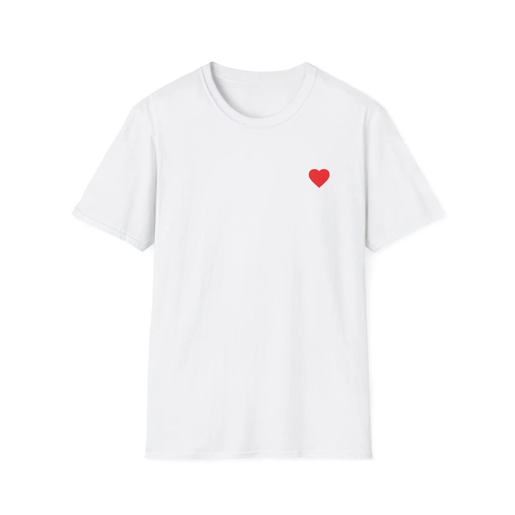 Minimal Red Heart Tee — Small Heart Chest Graphic T-Shirt
