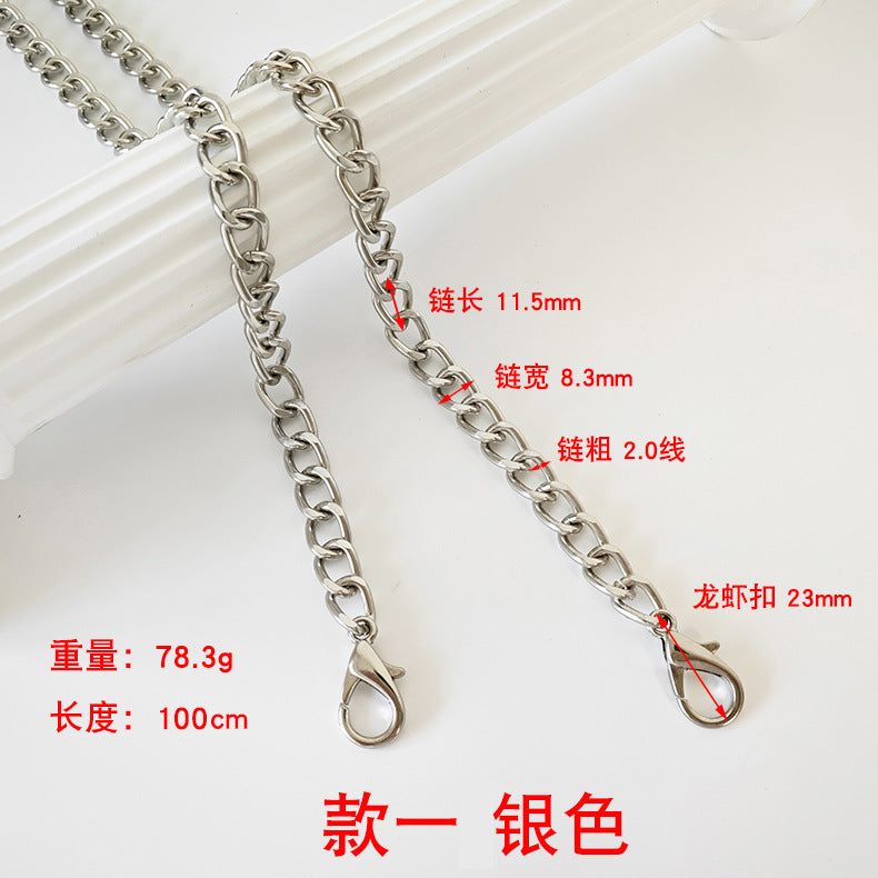Metal Bag Chain With Woven Shoulder Strap For DIY
