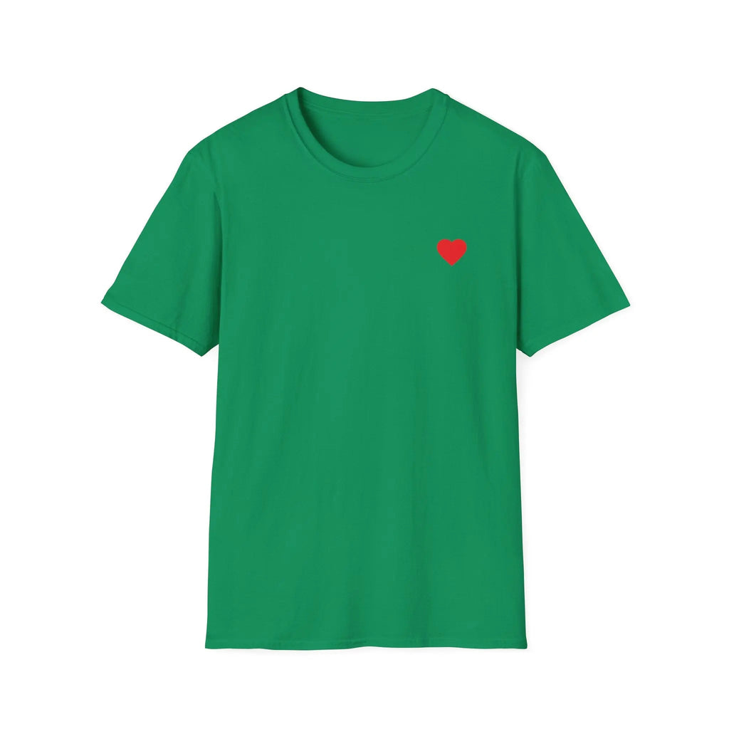 Minimal Red Heart Tee — Small Heart Chest Graphic T-Shirt