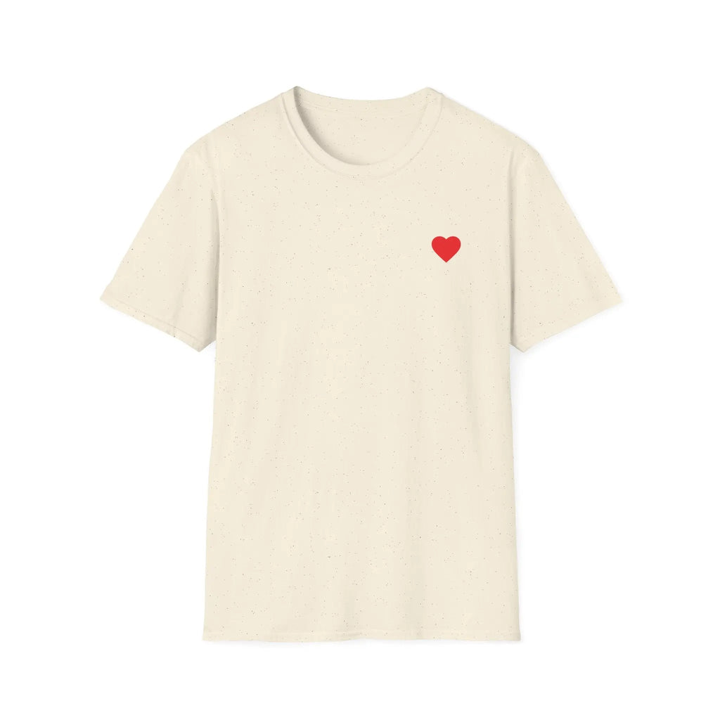 Minimal Red Heart Tee — Small Heart Chest Graphic T-Shirt