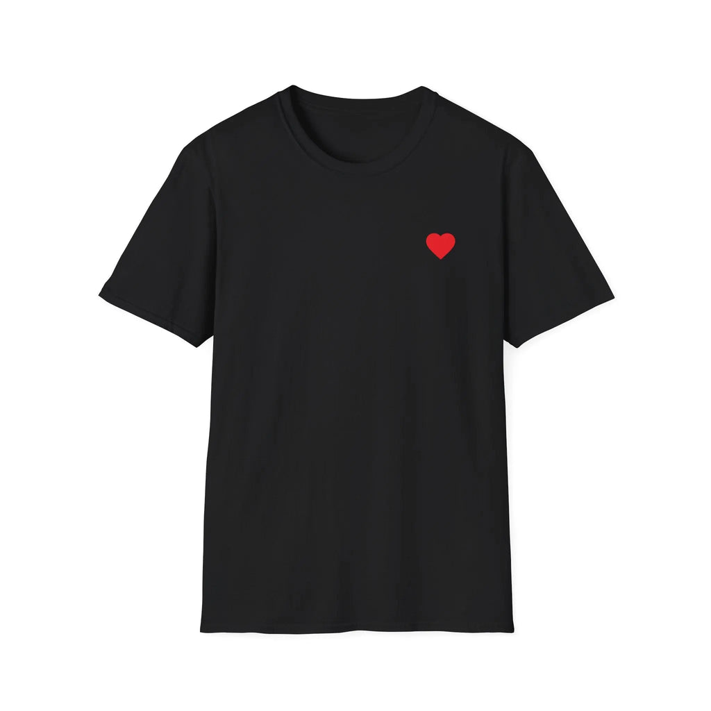 Minimal Red Heart Tee — Small Heart Chest Graphic T-Shirt