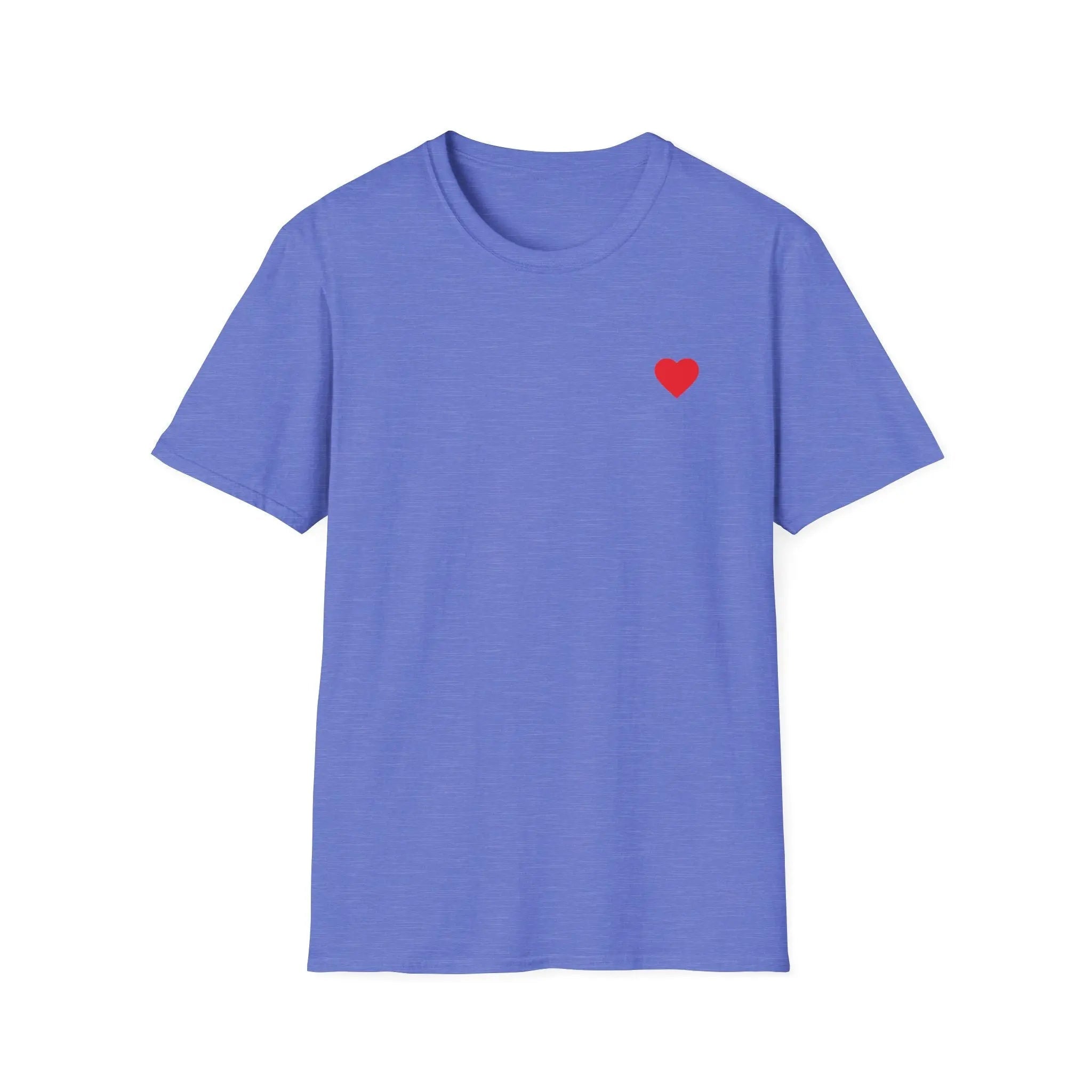 Minimal Red Heart Tee — Small Heart Chest Graphic T-Shirt