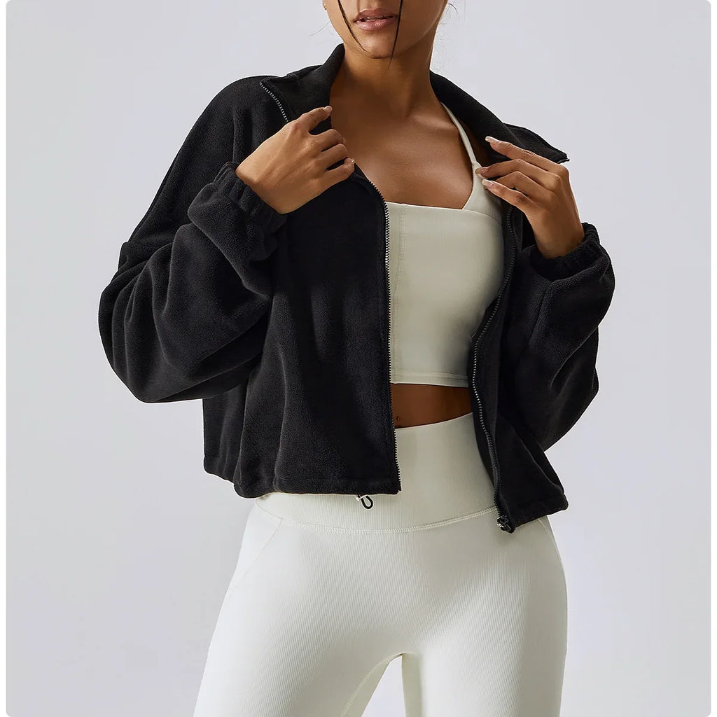 PolarFleece Women's Zip Hoodie - Cozy Crop Top