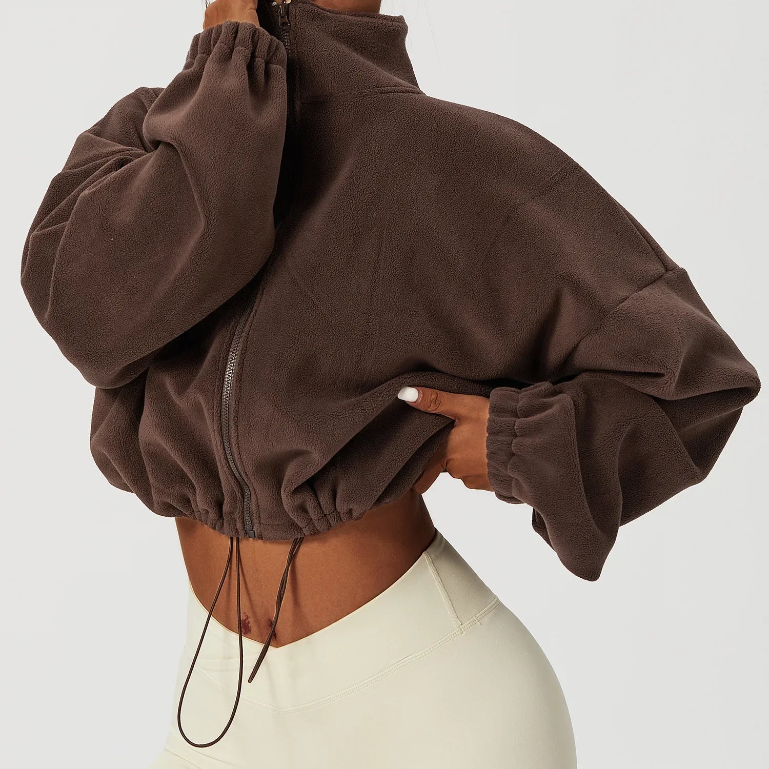 PolarFleece Women's Zip Hoodie - Cozy Crop Top