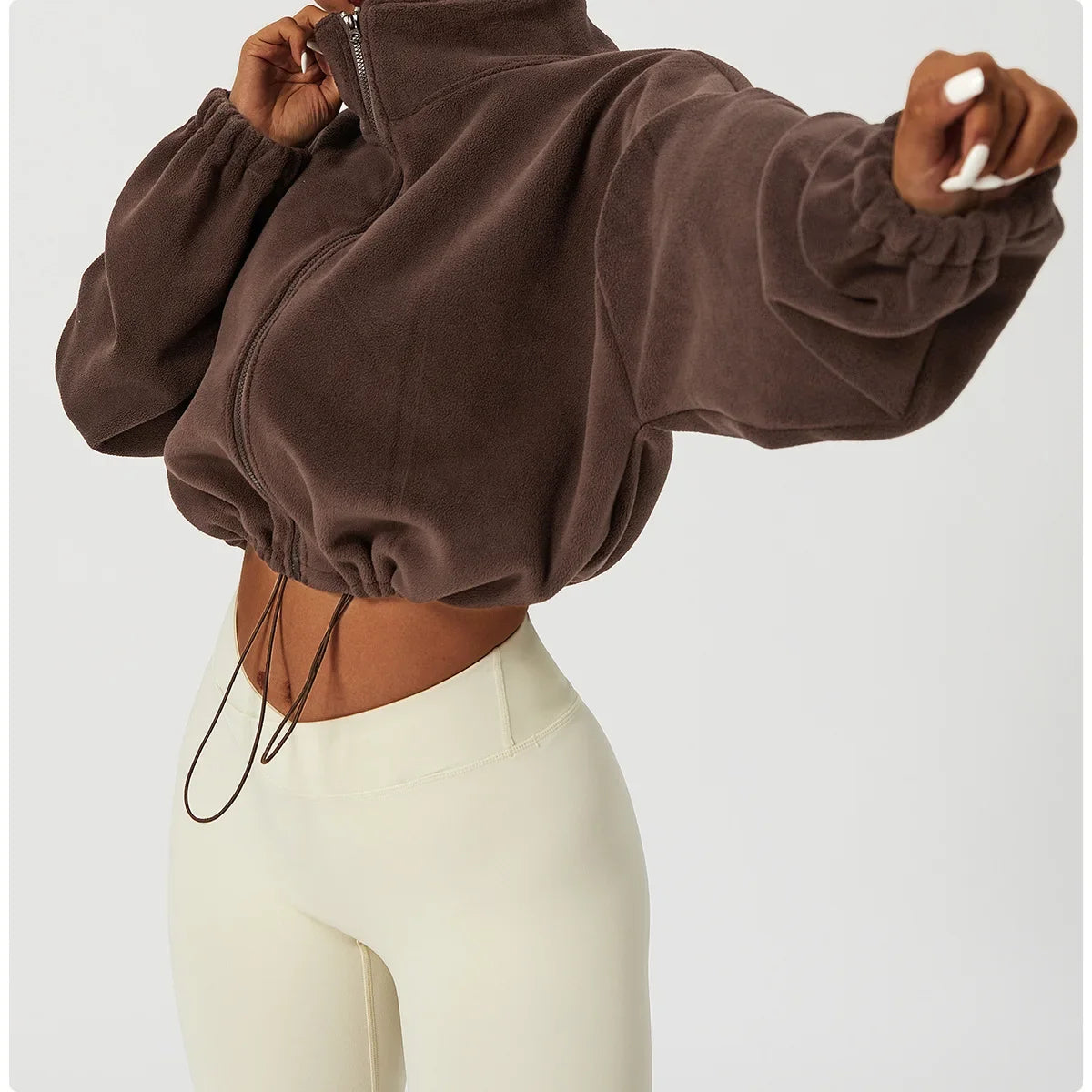 PolarFleece Women's Zip Hoodie - Cozy Crop Top