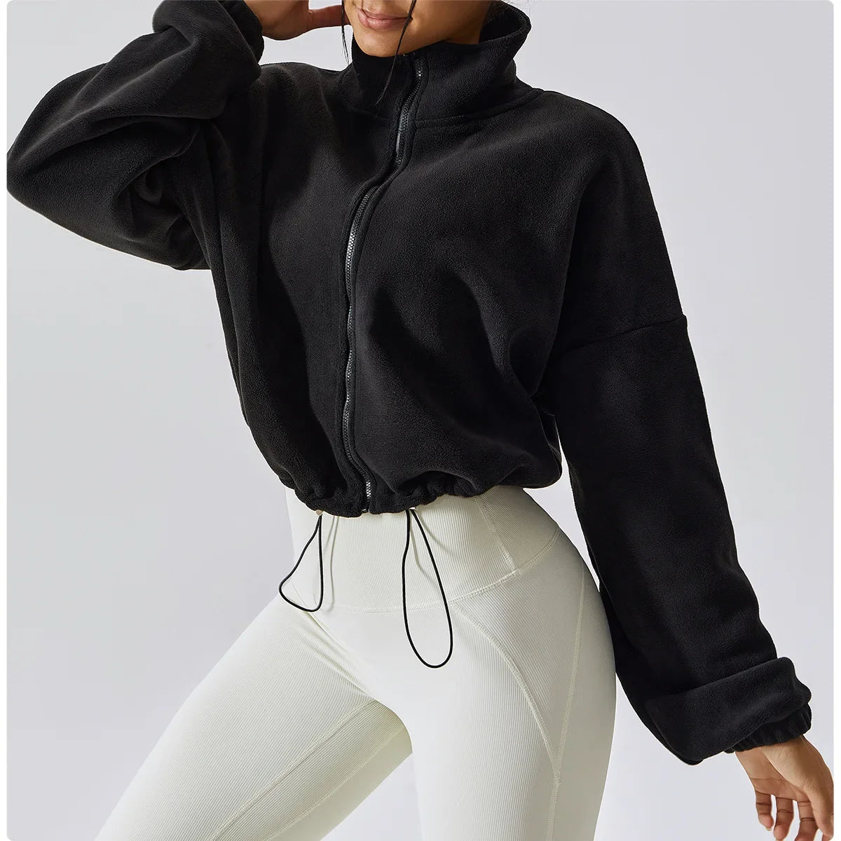PolarFleece Women's Zip Hoodie - Cozy Crop Top